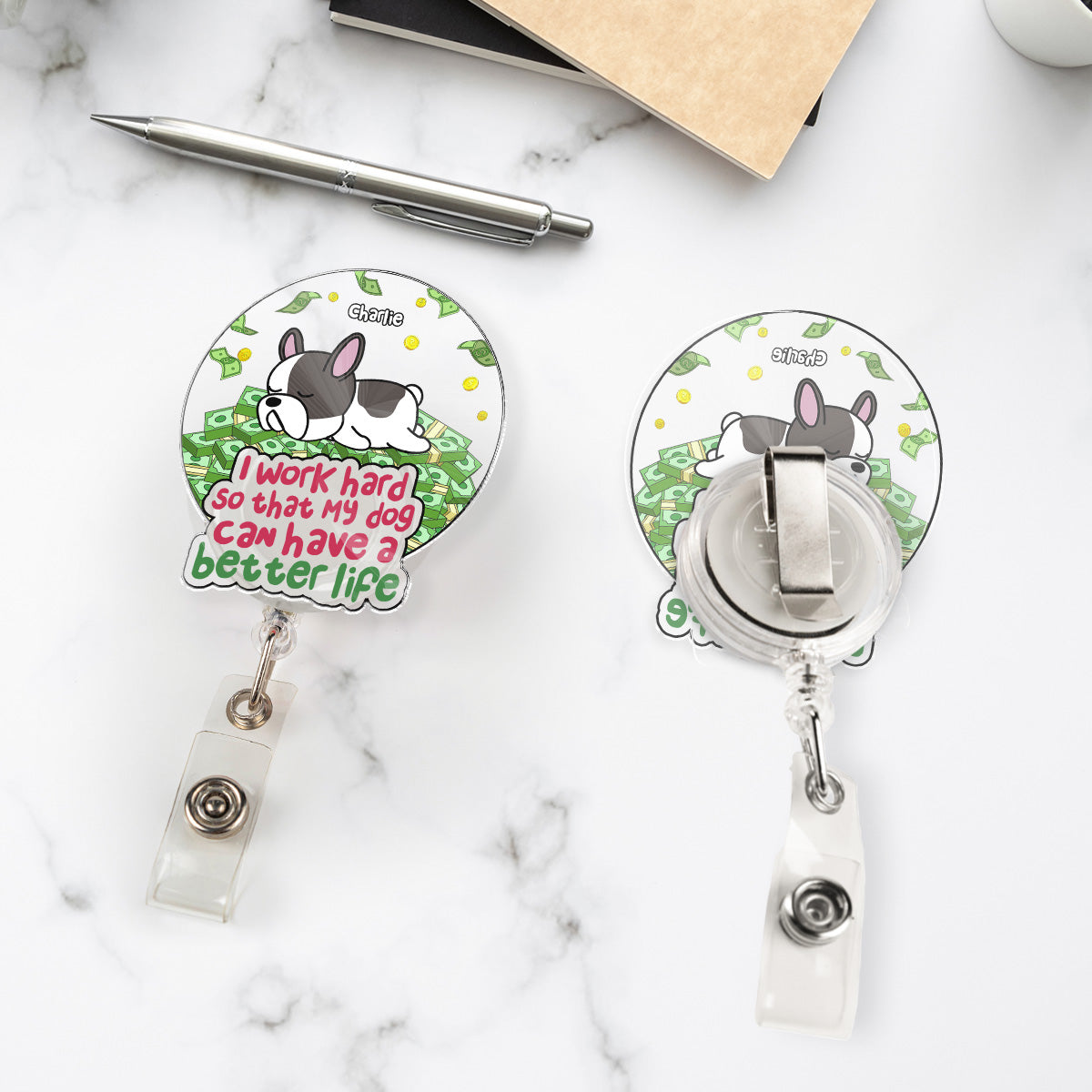 Custom Photo ID Holder, Graduation Christmas Birthday Gifts for Dog Lovers • Better Life - Personalized Acrylic Badge Reel