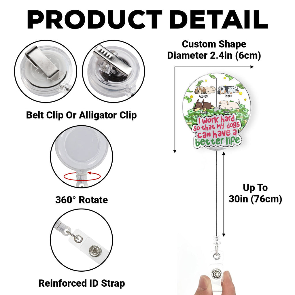 Custom Photo ID Holder, Graduation Christmas Birthday Gifts for Dog Lovers • Better Life - Personalized Acrylic Badge Reel