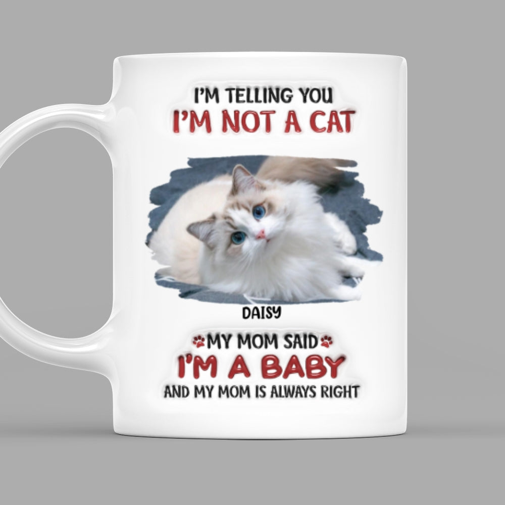 Custom Photo Mother's day Birthday Gifts For Cat Mom, Cat Lovers • My Mom Always Right Photo - Personalized 3D Inflated Effect Mug