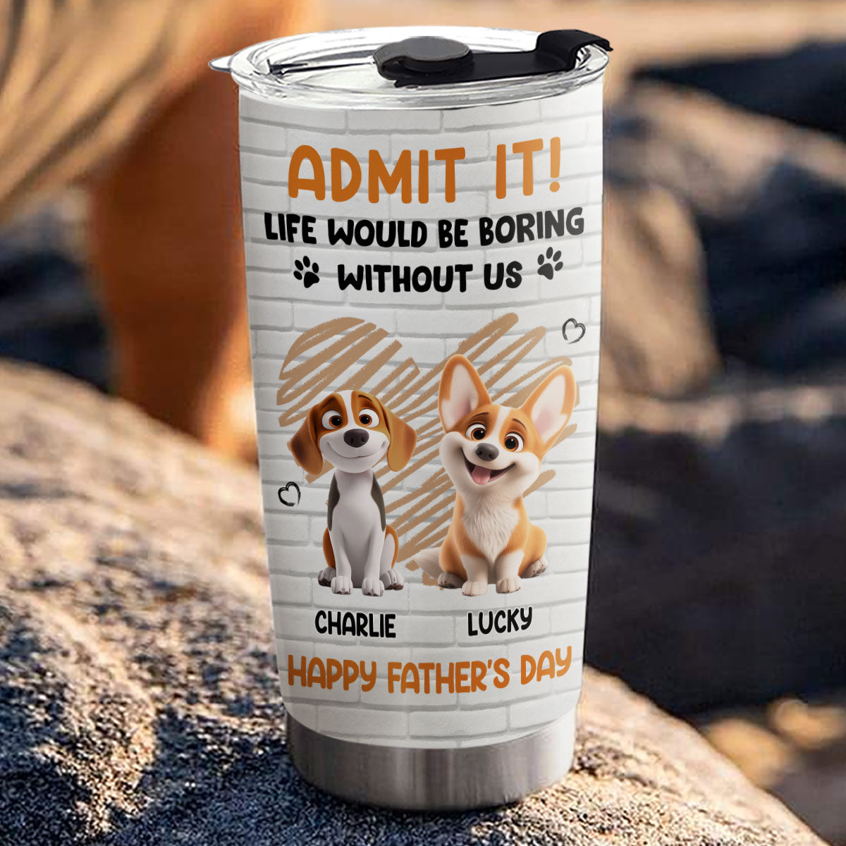 Custom Father's day Birthday Gifts For Dog Dad, Dog Lovers • Admit It Dad Orange - Personalized Tumbler