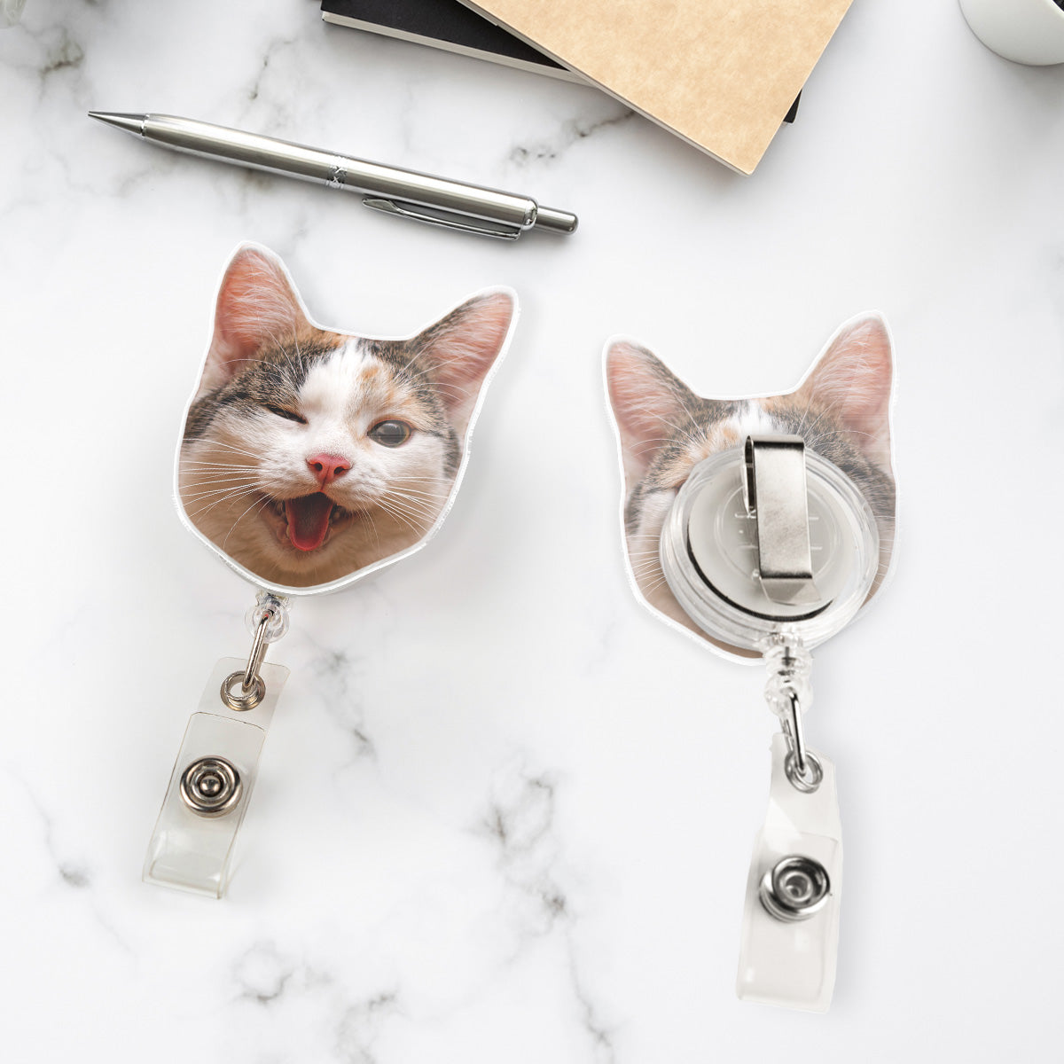 Custom Photo Funny Portrait ID Holder, Gifts For Pet Lovers, Coworker, Boss • Funny Meme - Personalized Acrylic Badge Reel