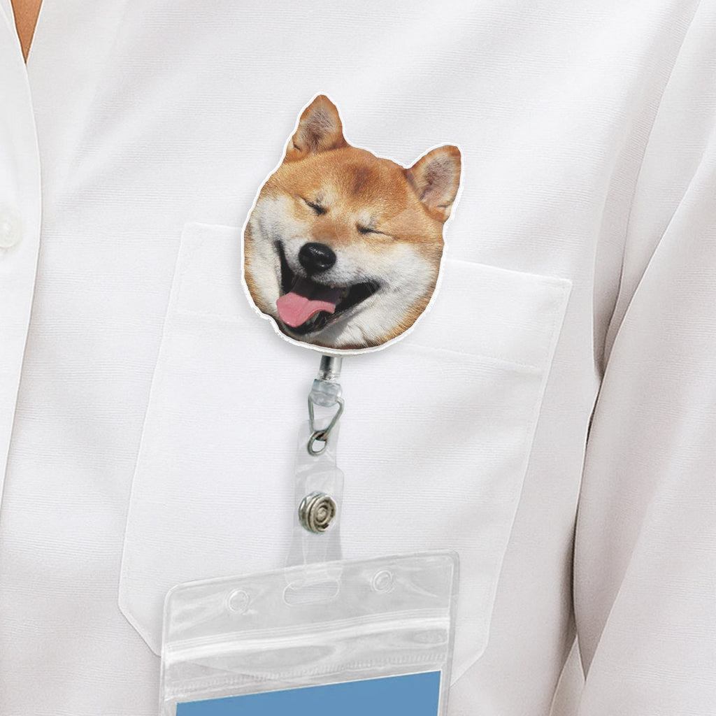 Custom Photo Funny Portrait ID Holder, Gifts For Pet Lovers, Coworker, Boss • Funny Meme - Personalized Acrylic Badge Reel