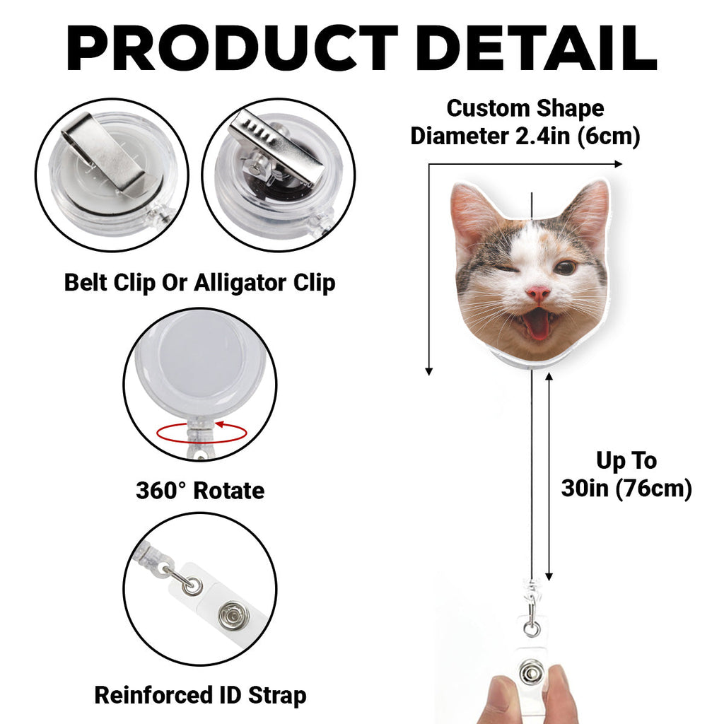 Custom Photo Funny Portrait ID Holder, Gifts For Pet Lovers, Coworker, Boss • Funny Meme - Personalized Acrylic Badge Reel