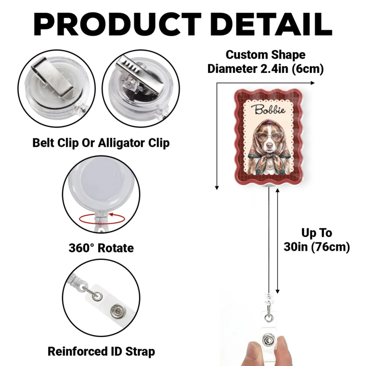Custom Photo Nurse ID Holder, Graduation Christmas Birthday Gifts for Dog Lovers • Working With My Pet - Personalized Acrylic Badge Reel