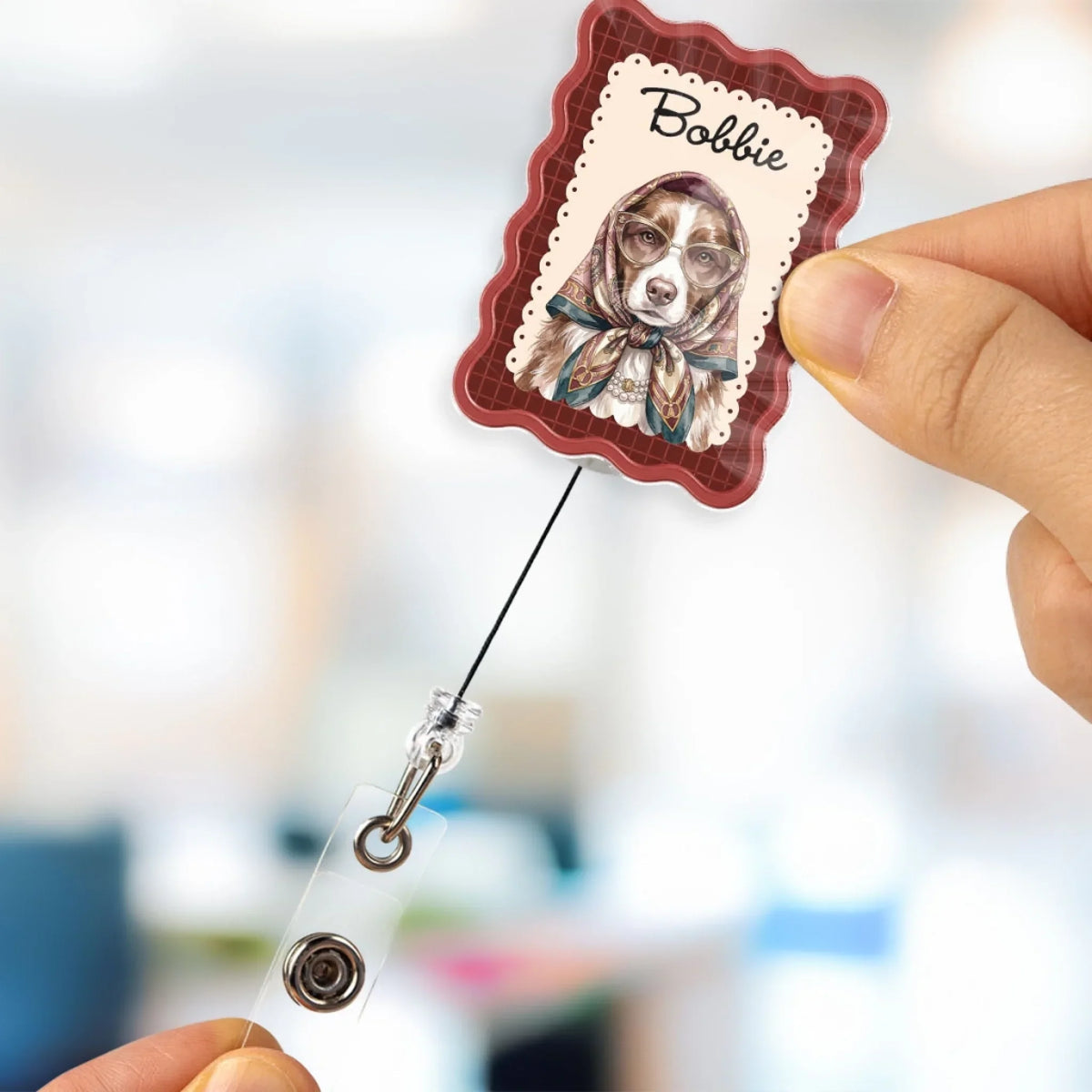 Custom Photo Nurse ID Holder, Graduation Christmas Birthday Gifts for Dog Lovers • Working With My Pet - Personalized Acrylic Badge Reel