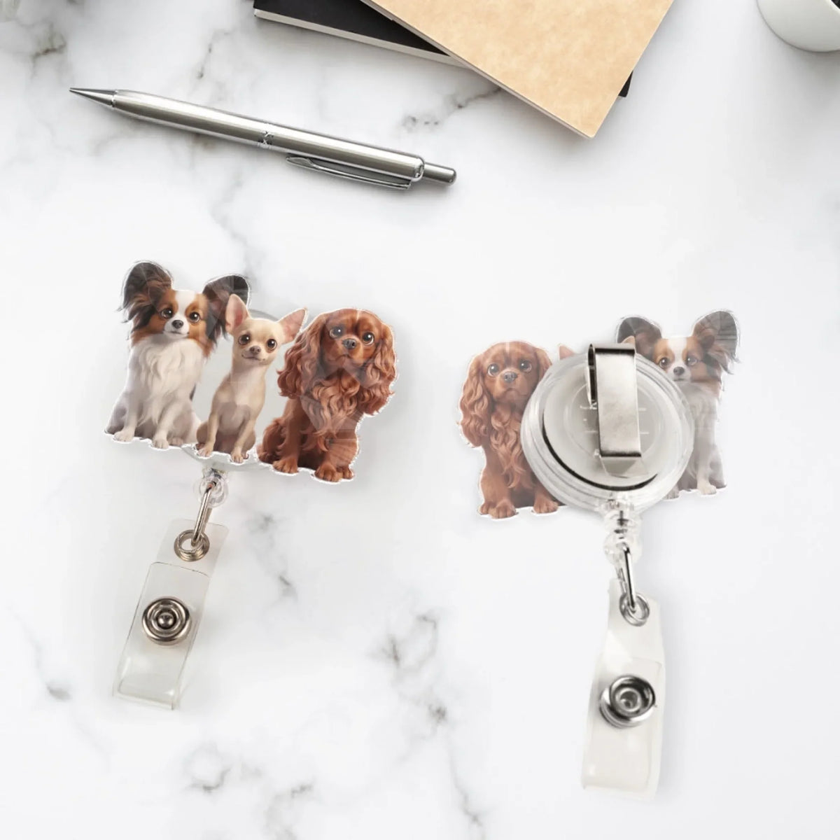 Custom Photo Pet Portrait ID Holder, Gift for Pet Mom, Pet Lovers • Bringing You Along To Work - Personalized Acrylic Badge Reel
