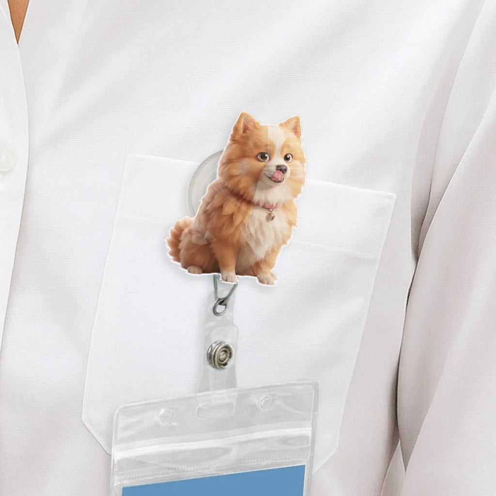 Custom Photo Pet Portrait ID Holder, Gift for Pet Mom, Pet Lovers • Bringing You Along To Work - Personalized Acrylic Badge Reel