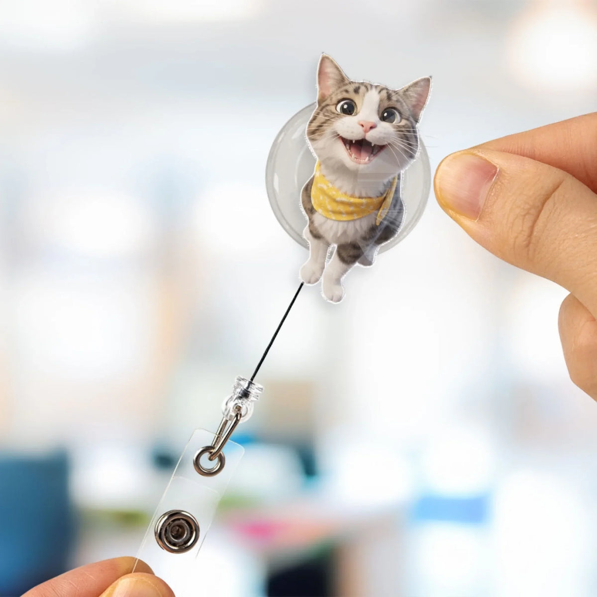Custom Photo Pet Portrait ID Holder, Gift for Pet Mom, Pet Lovers • Bringing You Along To Work - Personalized Acrylic Badge Reel