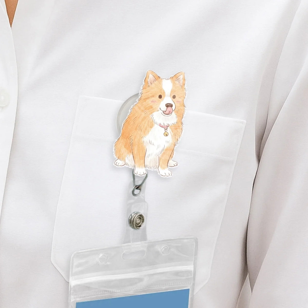 Custom Photo Pet Portrait ID Holder, Gift for Pet Mom, Pet Lovers • A Little Piece Of You At Work - Personalized Acrylic Badge Reel