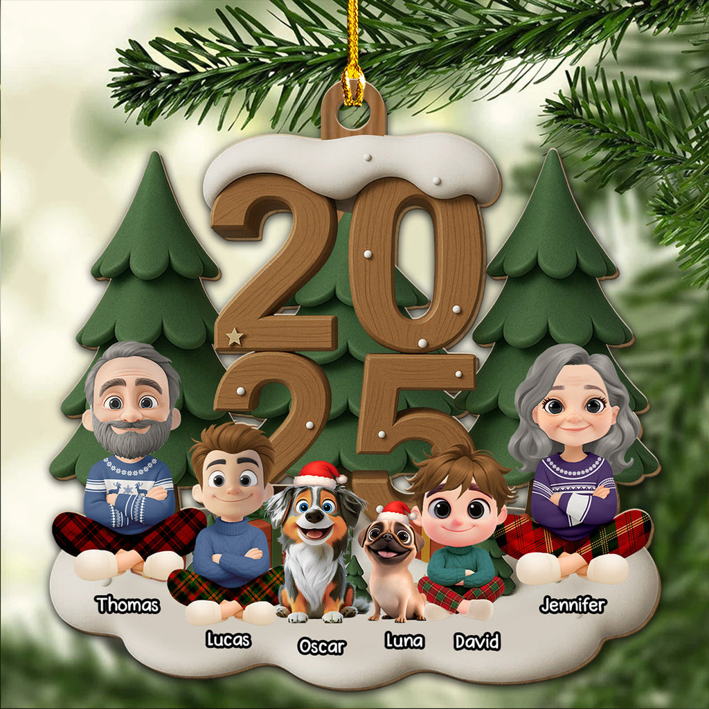 Custom Christmas Decor Home Birthday Gifts For Dog Lovers • As A Family This Year - Personalized 3D Effect Wood Ornament
