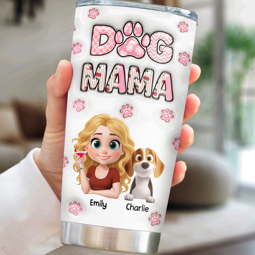 Custom Christmas Birthday Gifts For Dog Mom, Dog Lovers • Cherry On Top - Personalized 3D Inflated Effect Tumbler