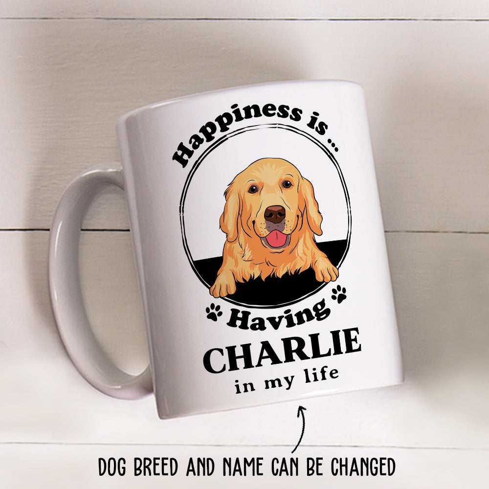 Custom Christmas Birthday Gifts For Dog Lovers • Happiness Is - Personalized Coffee Mug