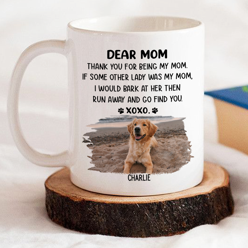 Custom Photo Christmas Birthday Gifts For Dog Lovers • Dear Mom Xoxo Photo - Personalized Coffee Mug
