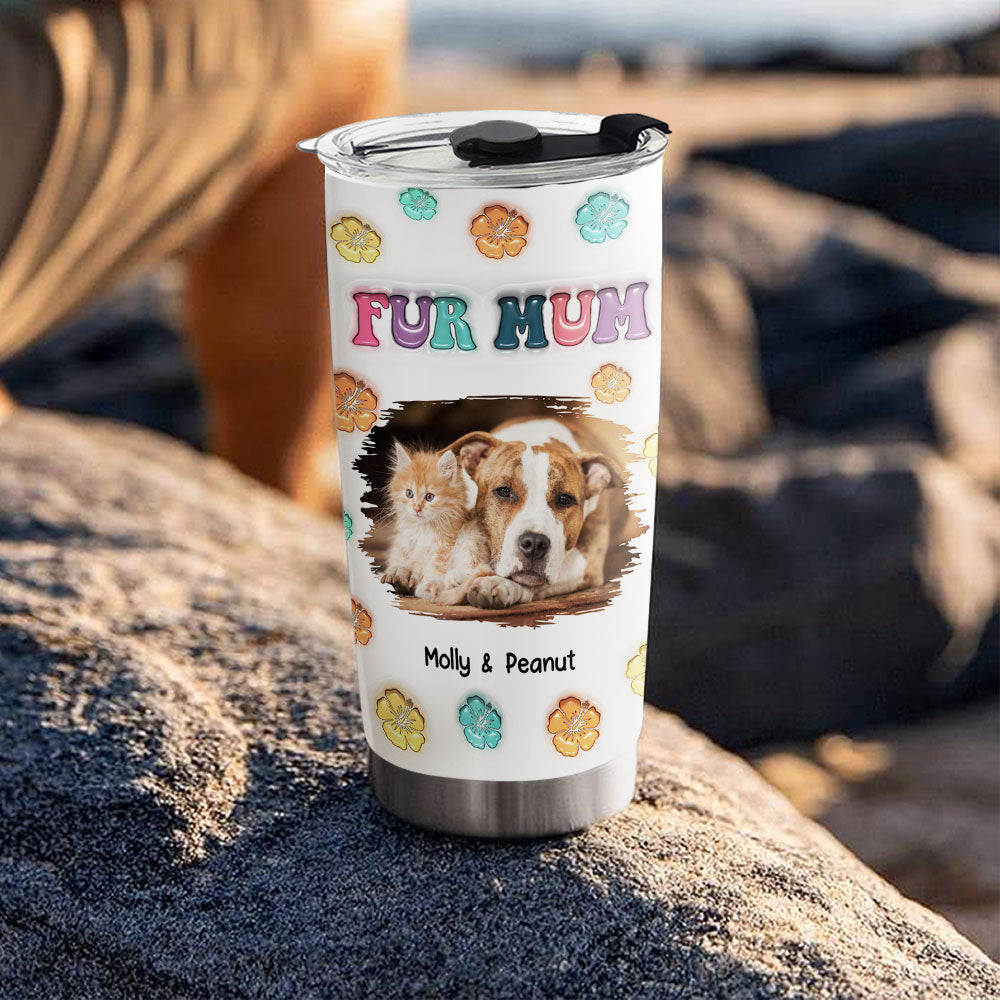 Fur Mom Summer Photo - Personalized 3D Inflated Effect Tumbler