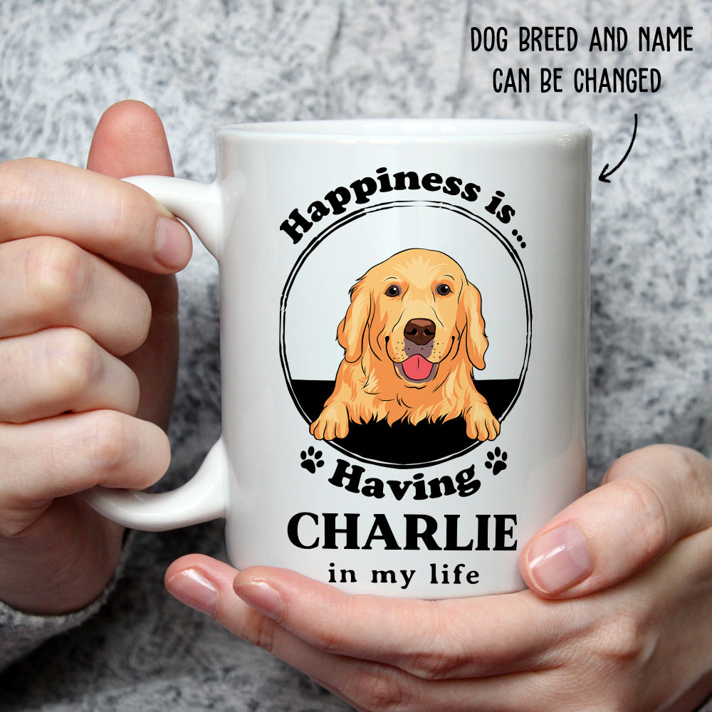 Custom Christmas Birthday Gifts For Dog Lovers • Happiness Is - Personalized Coffee Mug