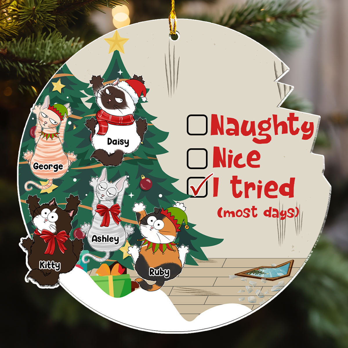 Naughty Or Nice - Personalized Acrylic Ornament