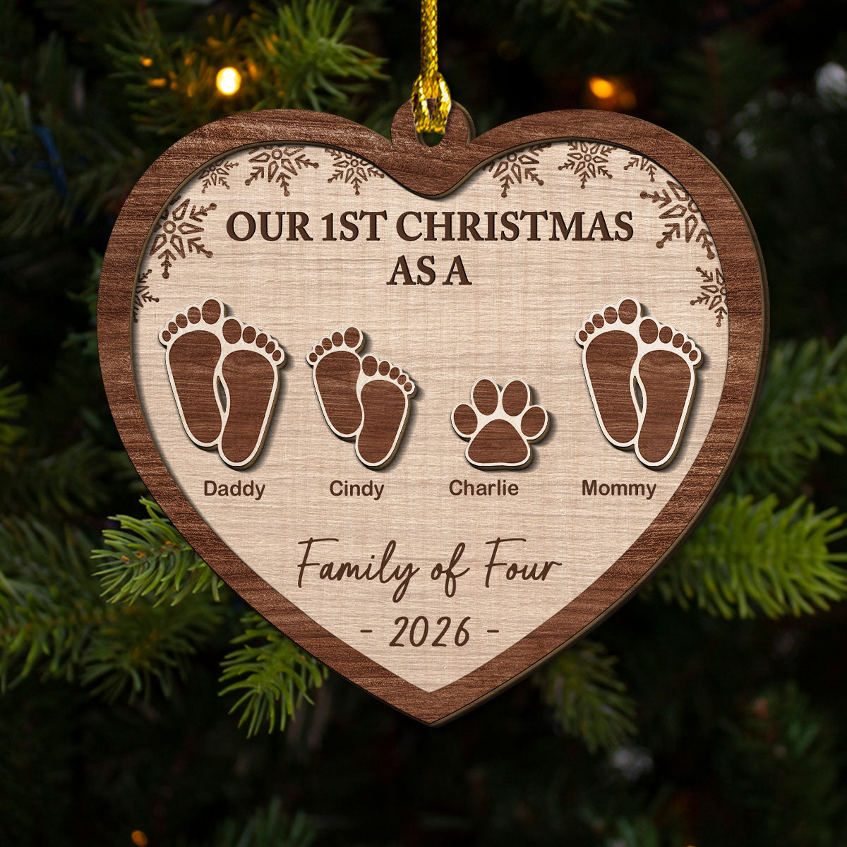Our 1st Christmas - Personalized Freeshape 2-Layered Wood Ornament