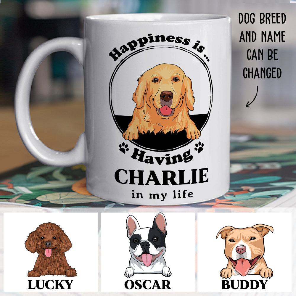 Custom Christmas Birthday Gifts For Dog Lovers • Happiness Is - Personalized Coffee Mug