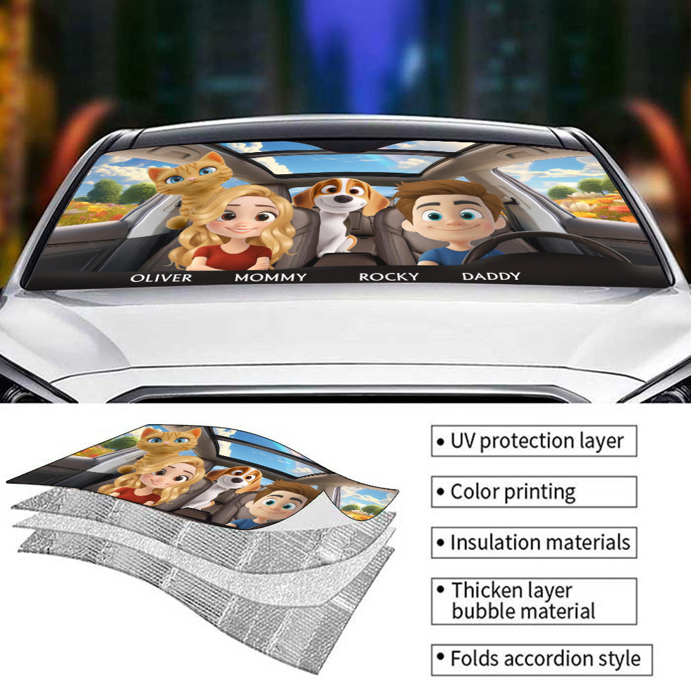 Custom Christmas Birthday Gifts Car Accessories for Pet Parents • Life Is Better With My Pet Couple - Personalized Car Sunshade