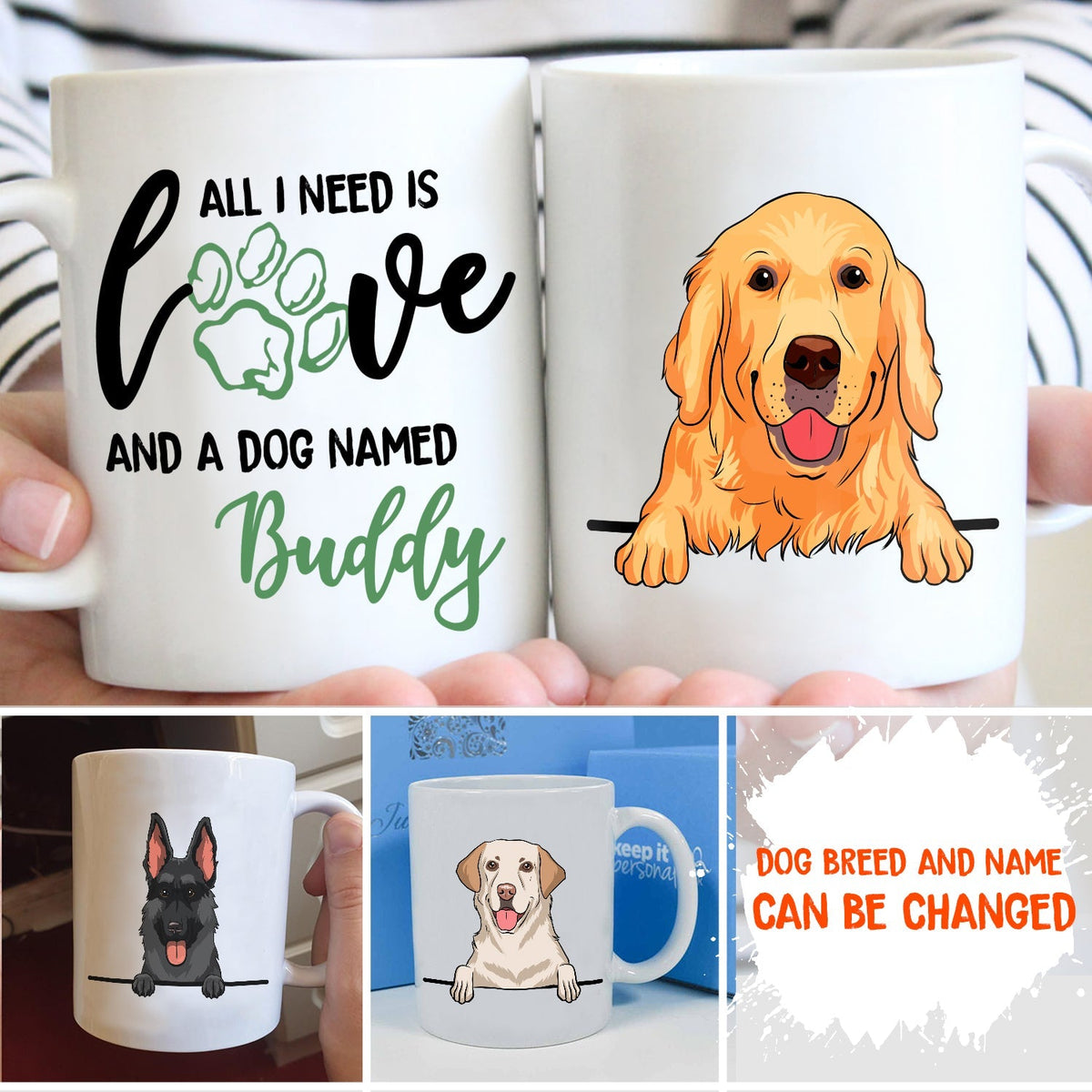Custom Christmas Birthday Gifts For Dog Lovers • All I Need - Personalized Coffee Mug