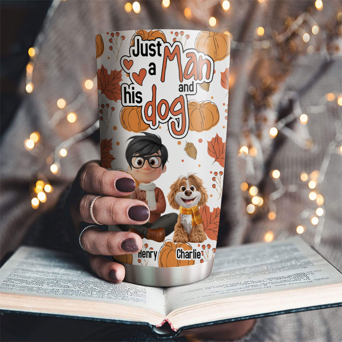 Custom Christmas Birthday Gifts For Dog Dad, Dog Lovers • Falling In You - Personalized Tumbler