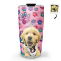 Custom Photo Christmas Birthday Gifts For Dog Mom, Dog Lovers • Glittery Paw Mom Photo - Personalized 3D Inflated Effect Tumbler