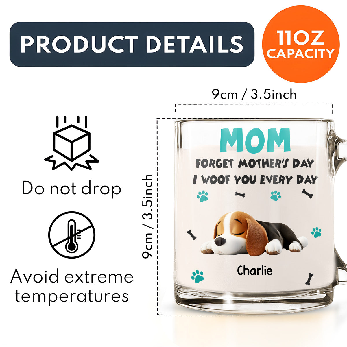 Custom Mother's day Birthday Gifts For Dog Mom, Dog Lovers • Forget Mother Day Mom - Personalized Glass Mug