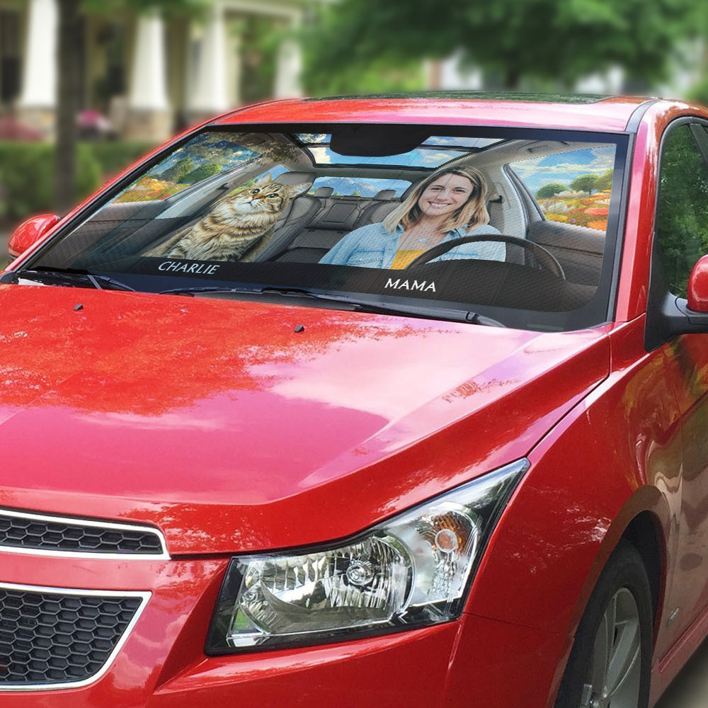 Custom Christmas Birthday Gifts Car Accessories for Cat Parents • Life Is Better With My Cat Photo - Personalized Car Sunshade