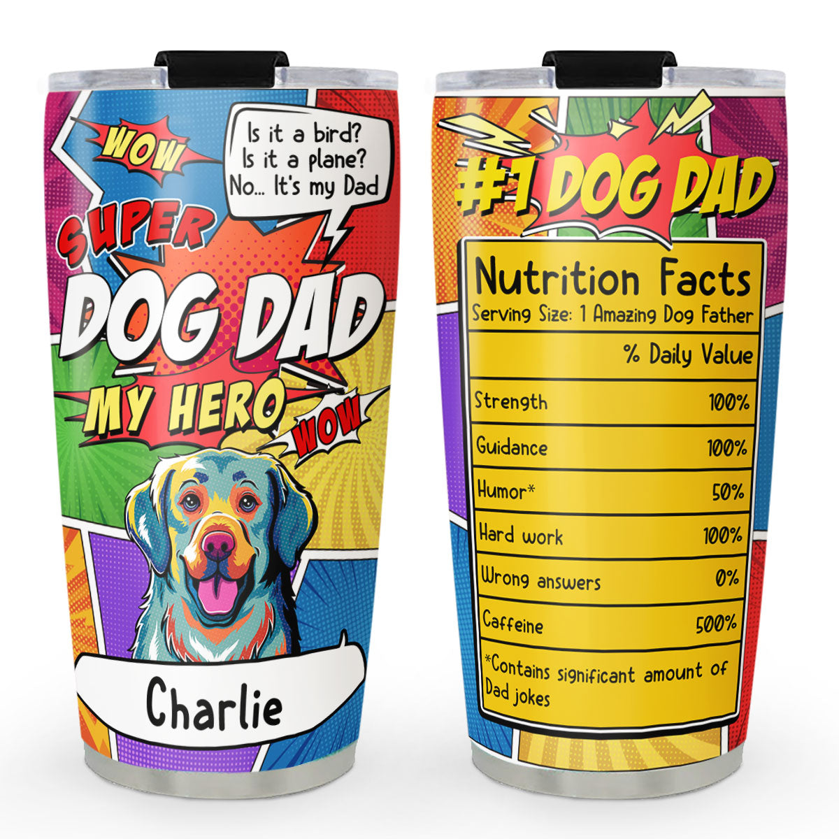 Custom Christmas Birthday Gifts For Dog Dad, Dog Lovers • Super Dog Dad - Personalized Tumbler