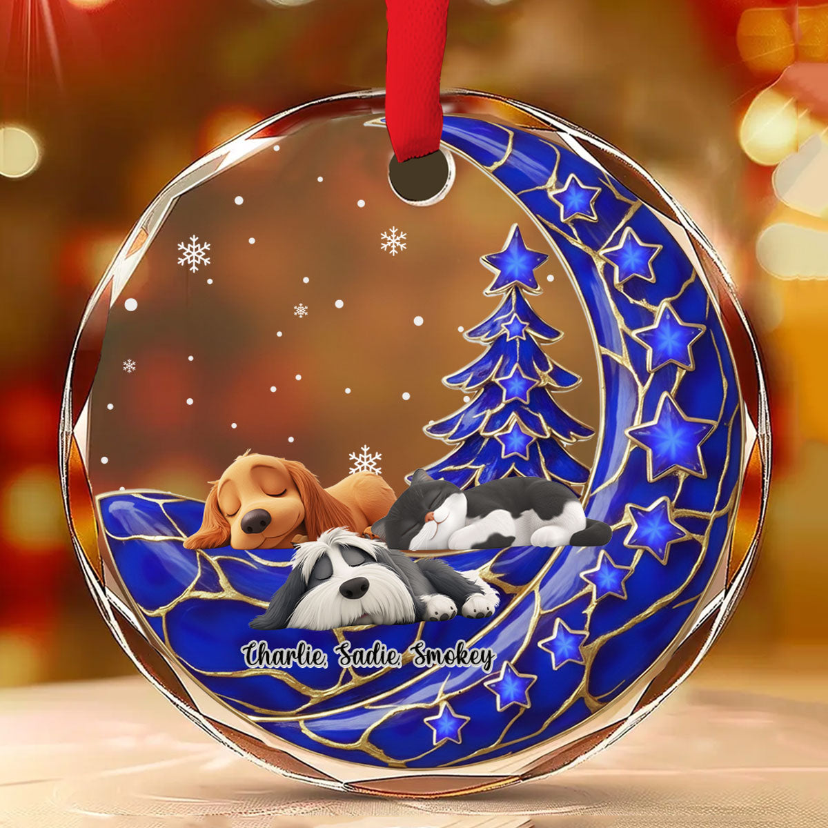 Custom Christmas Decor Home Birthday Gifts For Pet Lovers • Beside Pearl Of You With Pet - Personalized 3D Effect Glass Ornament