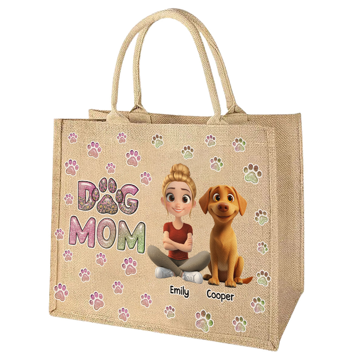 Dog Mom Lovely Chibi - Personalized Jute Tote Bag