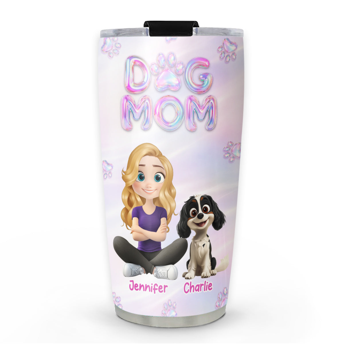 Custom Christmas Birthday Gifts For Dog Mom, Dog Lovers • Flying Into Bubble Planet - Personalized 3D Effect Tumbler