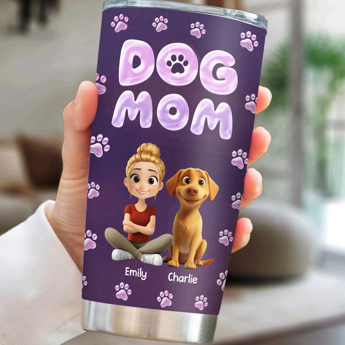 Custom Christmas Birthday Gifts For Dog Mom, Dog Lovers • Colorful New Dog Mom - Personalized 3D Inflated Effect Tumbler