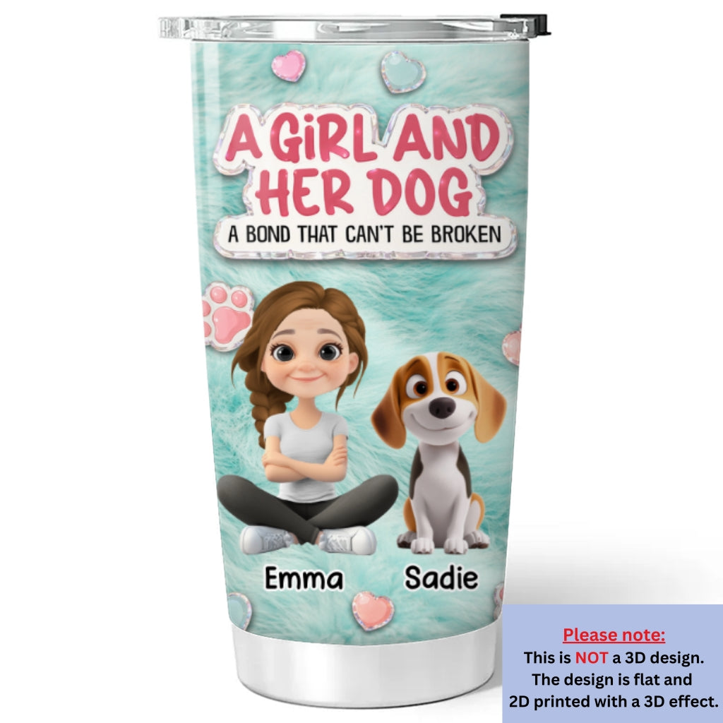 Custom Christmas Birthday Gifts For Dog Mom, Dog Lovers • Stuffy Cute Girl And Her Dogs - Personalized 3D Effect Tumbler