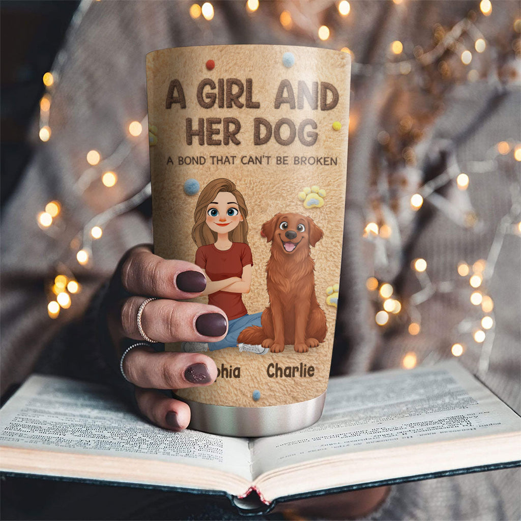 Custom Christmas Birthday Gifts For Dog Lovers • Stuffy Storybook Girl And Her Lovely Dogs - Personalized 3D Effect Tumbler