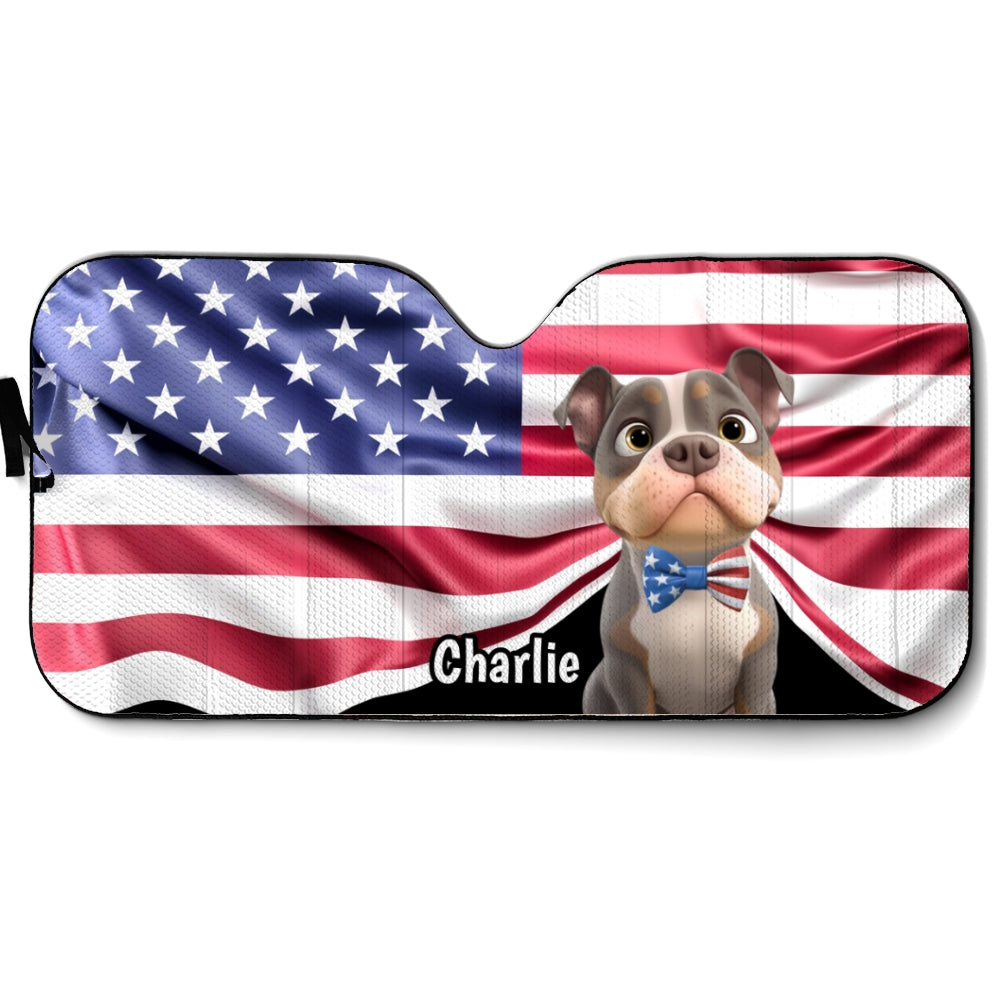 Custom Christmas Birthday Gifts Car Accessories for Dog Parents • Proud American Dogs - Personalized Car Sunshade
