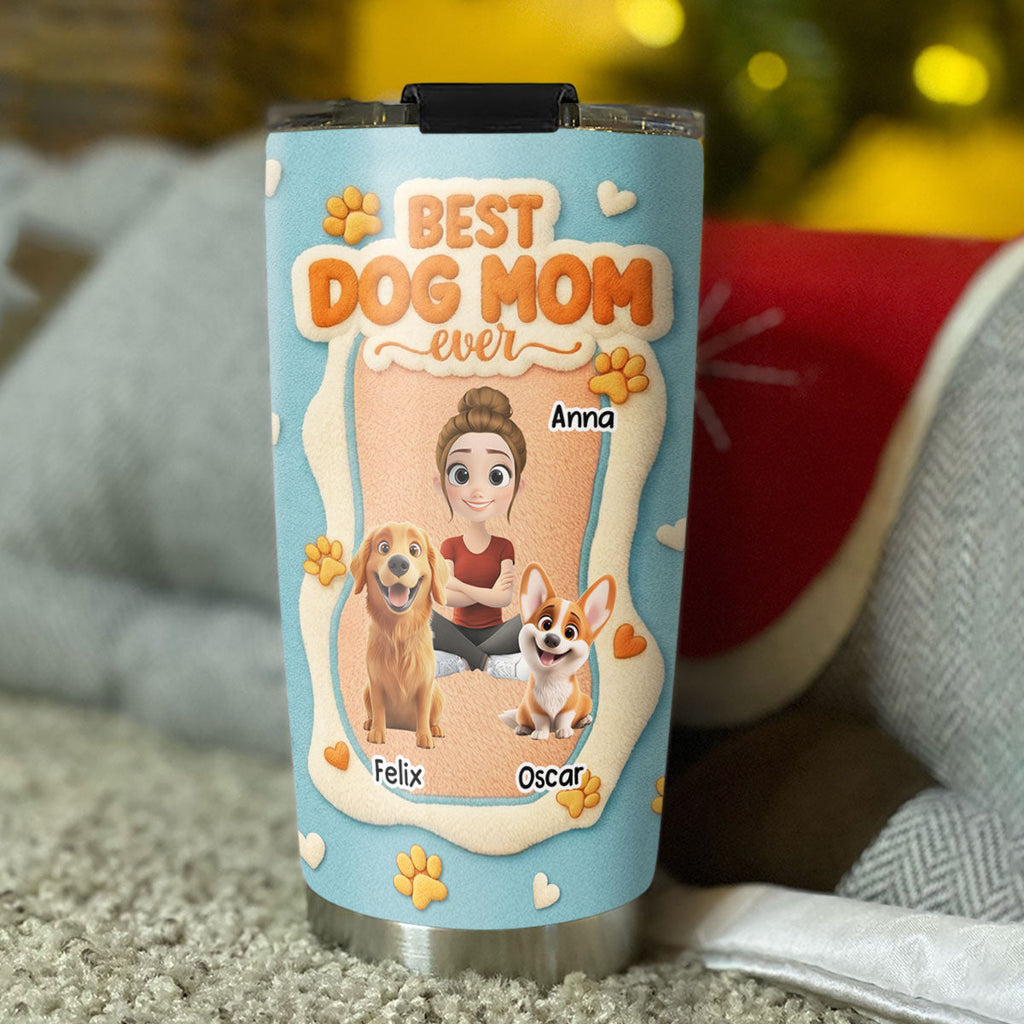 Custom Christmas Birthday Gifts For Dog Mom, Dog Lovers • Best Stuffy Dog Mom - Personalized 3D Effect Tumbler