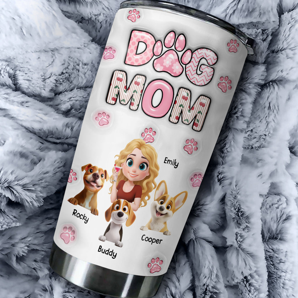 Custom Christmas Birthday Gifts For Dog Mom, Dog Lovers • Cherry On Top - Personalized 3D Inflated Effect Tumbler