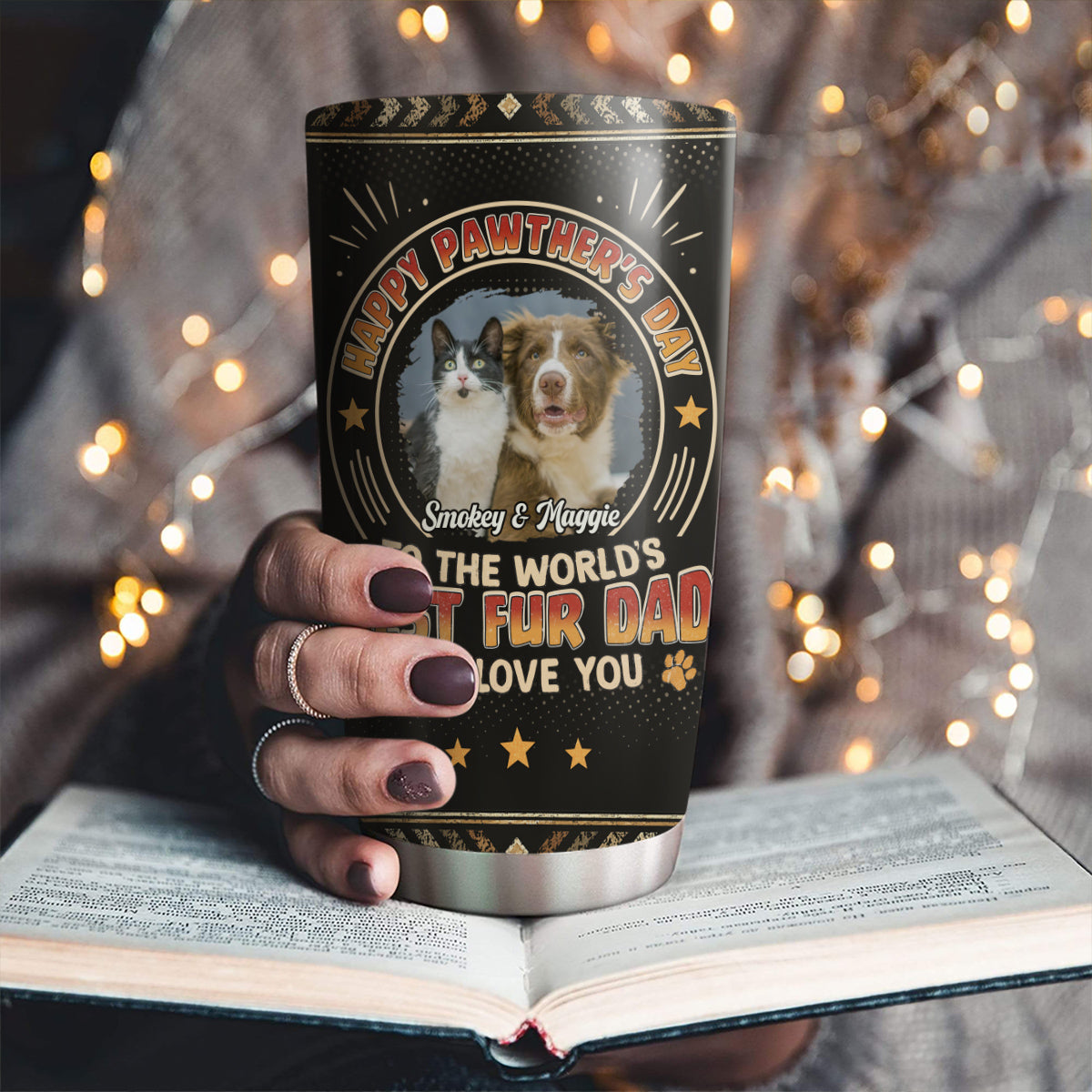 Pawther Day With Pet Dad Photo - Personalized Tumbler
