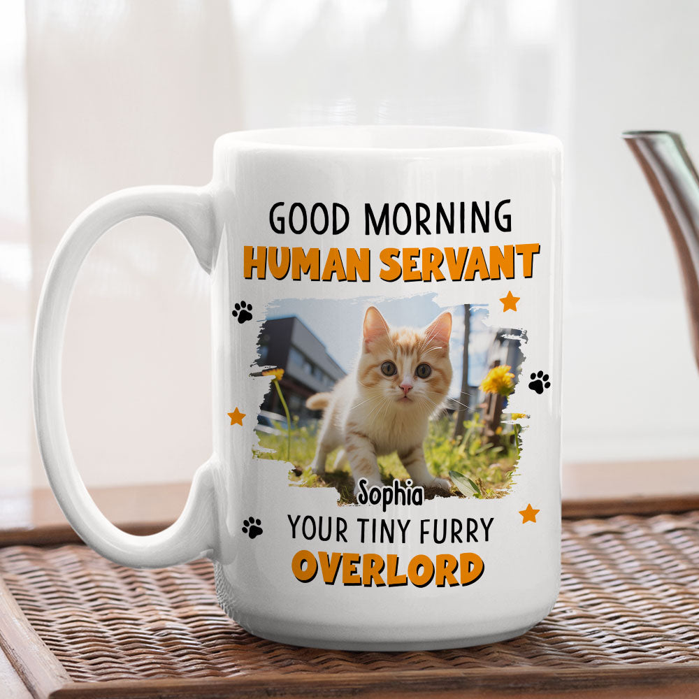 Custom Photo Christmas Birthday Gifts For Cat Lovers • Chunky Human Servant Photo - Personalized Coffee Mug