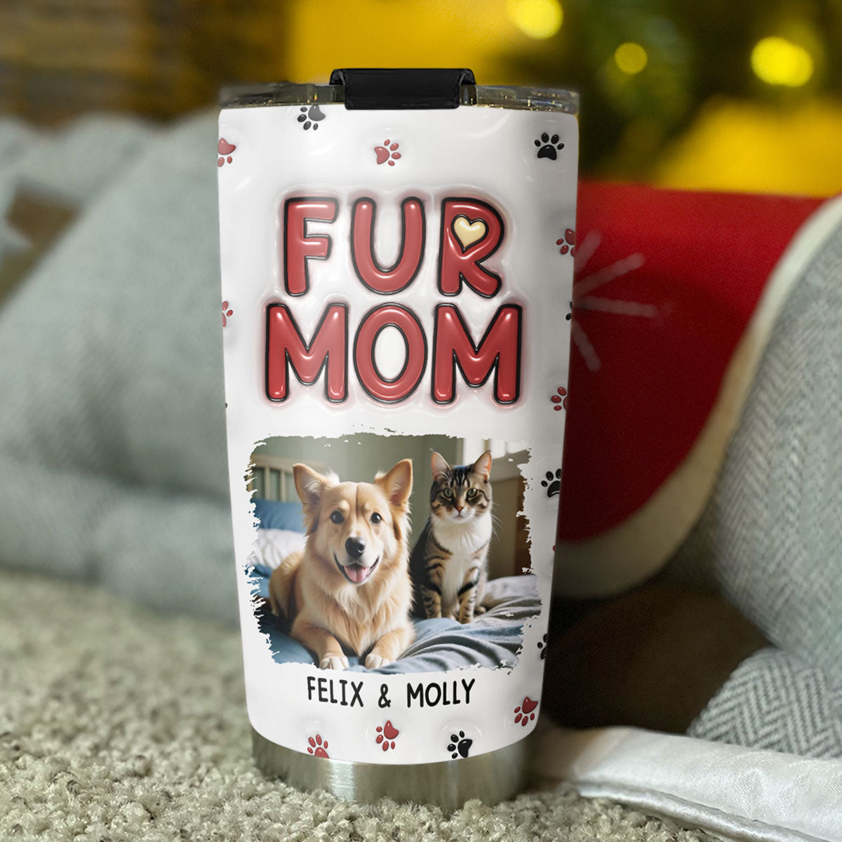 Lovely Fur Mom Photo - Personalized 3D Inflated Effect Tumbler