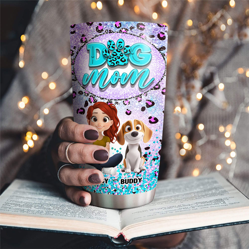 Custom Christmas Birthday Gifts For Dog Mom, Dog Lovers • Dog Mom Paw Leopard - Personalized Tumbler
