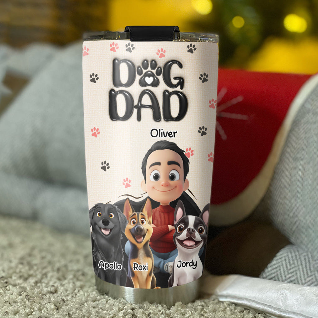 Custom Christmas Birthday Gifts For Dog Dad, Dog Lovers • Dad Love You The Most - Personalized 3D Inflated Effect Tumbler