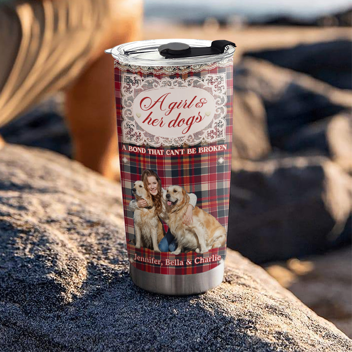 Custom Photo Christmas Birthday Gifts For Dog Mom, Dog Lovers • Flower And Storybook Dog Photo - Personalized Tumbler