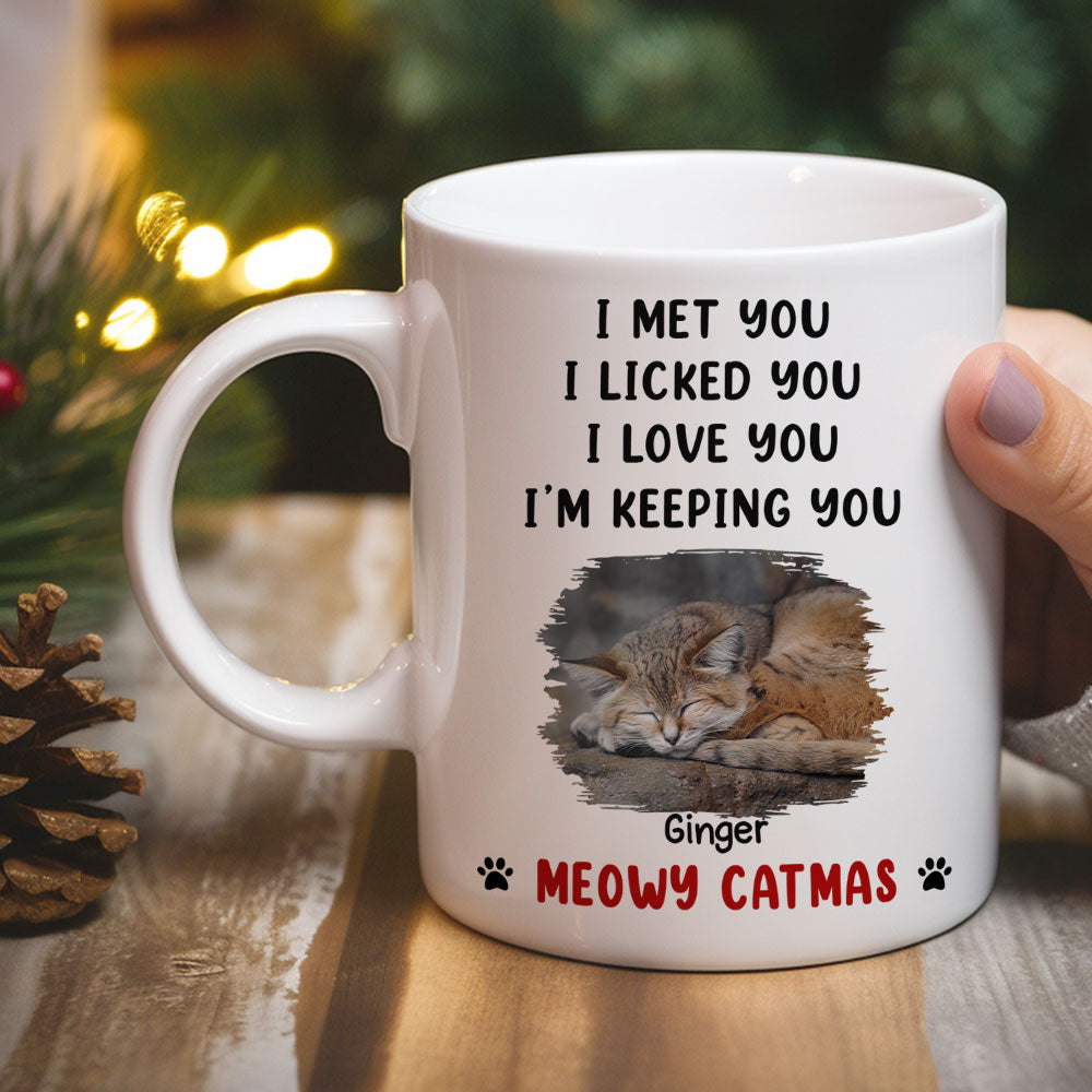 Custom Photo Christmas Birthday Gifts For Cat Lovers • We Licked And Love You Ver Cat Christmas Photo - Personalized Coffee Mug