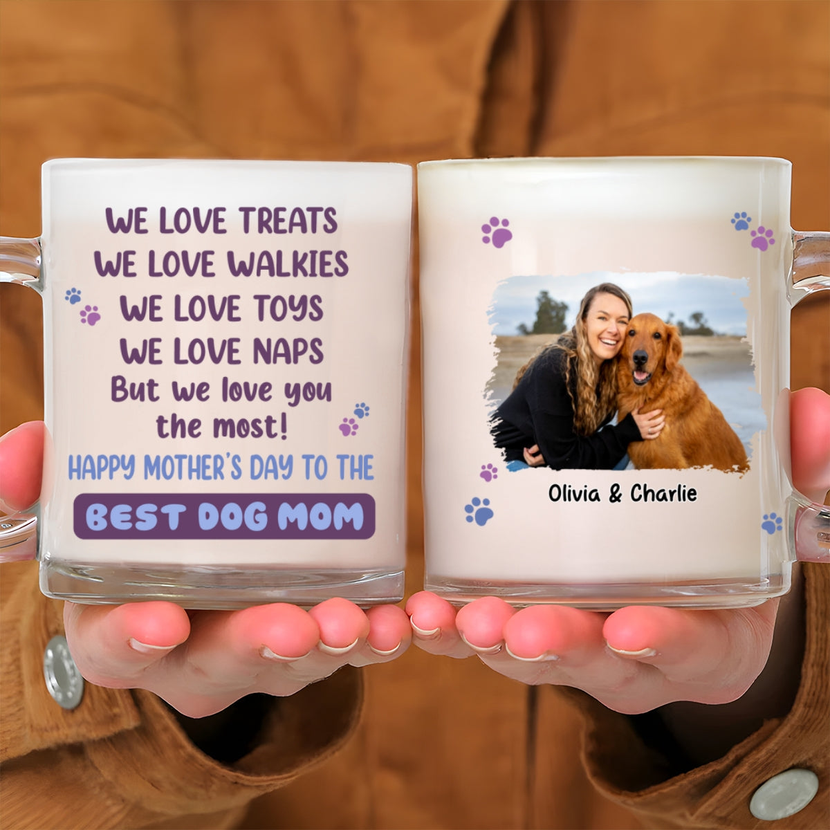Custom Photo Mother's Father's day Birthday Gifts For Dog Lovers • I Love You The Most Dog Mom Dad Photo - Personalized Glass Mug