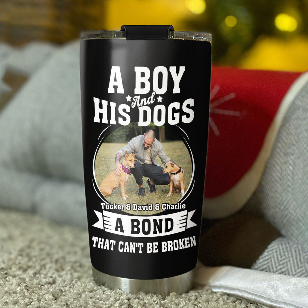 Custom Photo Father's day Birthday Gifts For Dog Dad, Dog Lovers • A Bond Can Not Be Broken Daddy Photo - Personalized Tumbler