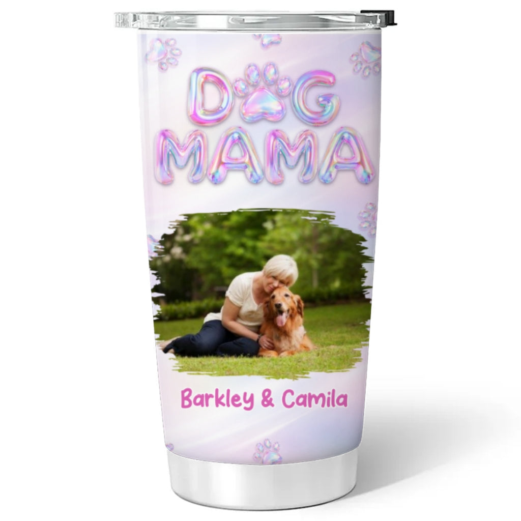 Custom Photo Christmas Birthday Gifts For Dog Mom, Dog Lovers • Flying Into Bubble Planet Photo - Personalized 3D Effect Tumbler