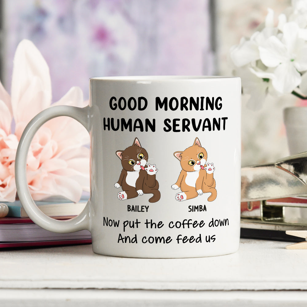 Custom Mother's day Birthday Gifts For Cat Mom, Cat Lovers • Good Morning - Personalized Coffee Mug