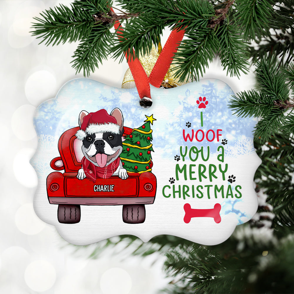 Woof You Merry Christmas - Personalized Aluminum Ornament
